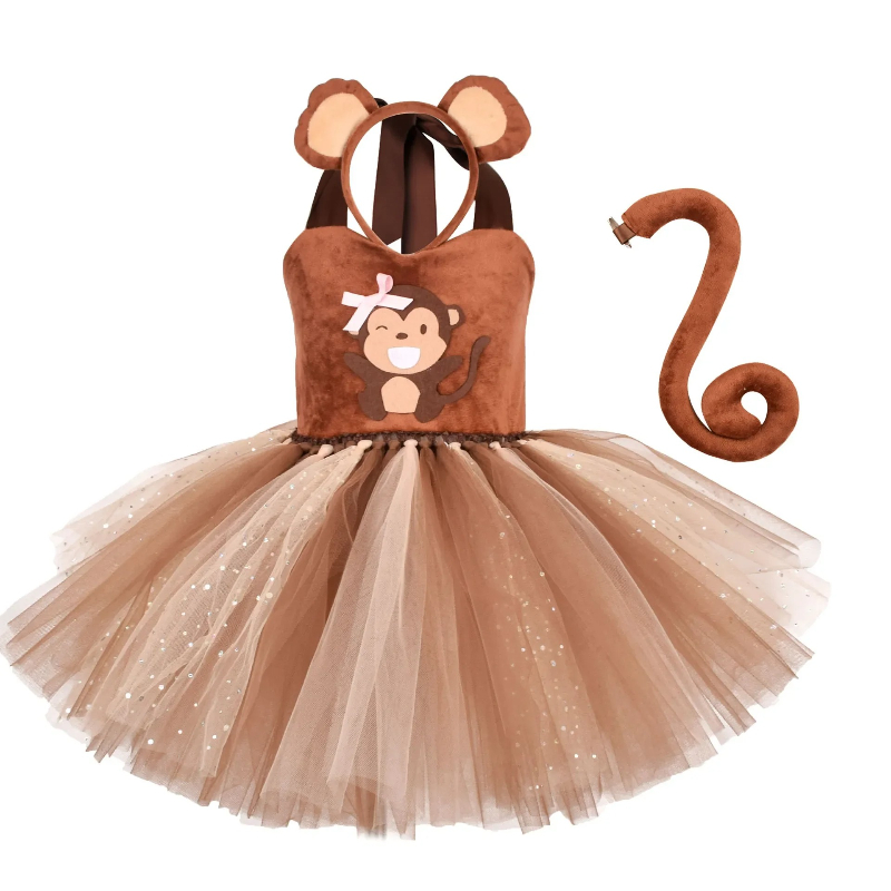 Baby Clothing Dresser - Brązowa sukienka tutu dla dziewczynek na